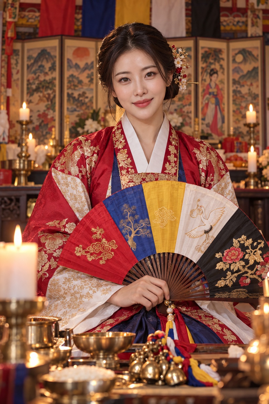 한복을 입고 부채를 든 청아 선생
